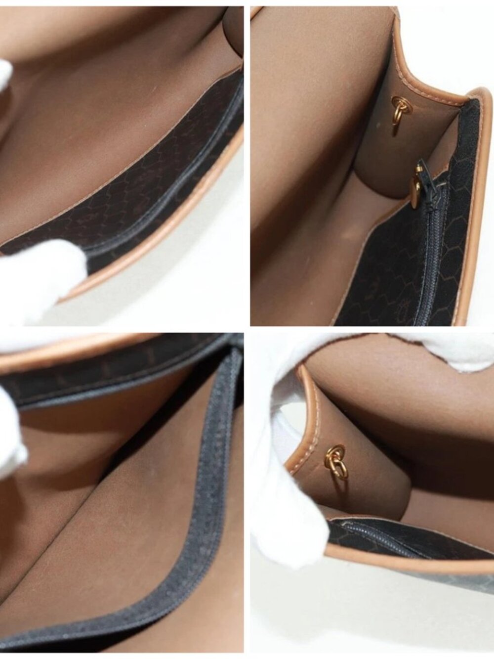 Christian Dior Honeycomb Canvas Chain Shoulder Bag Black Gold Auth am10539V - Picture 15 of 16